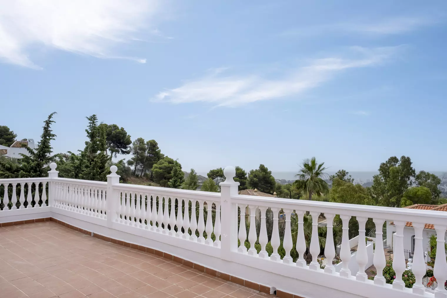 south facing balcony with views to the coast